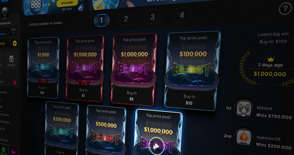 888poker добавили джекпоты к турнирам BLAST SNG