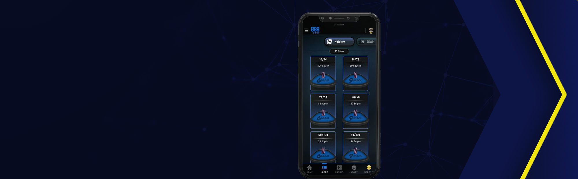 Клиент 888poker на iOS.